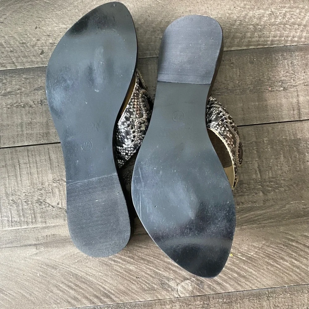 Naughty Monkey Women Boho Beaded Thong Sandals Black Bronze Size 7.5 Gypsy